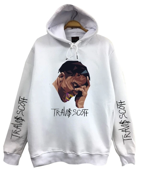 Travis Scott Astroworld Baskılı Sweatshirt  BEYAZ 4XL