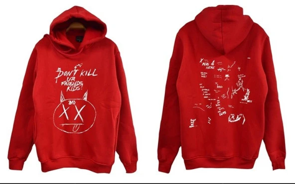 XXXTENTACION Baskılı Sweatshirt  KIRMIZI 2XL