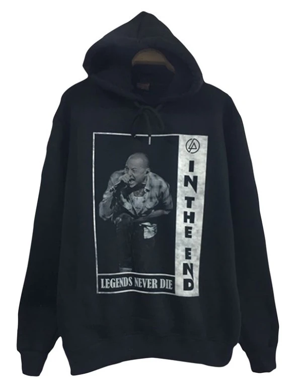 Linkin Park Baskılı Kapüşonlu Sweatshirt  SİYAH 3XL
