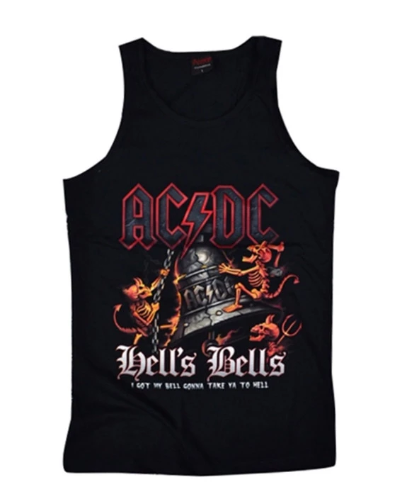 ACDC Baskılı Sıfır Kol T-Shirt    SİYAH M