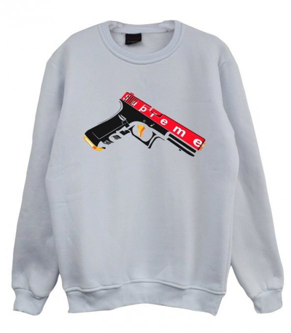 SUPREME Baskılı Sweatshirt  BEYAZ XL