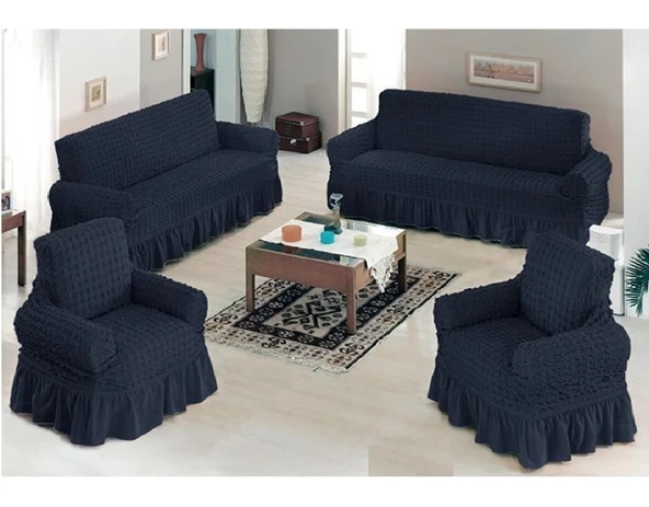 Altın Kelebek Bürümcük Koltuk Örtüsü Maxi Takım (3+3+1+1)-Füme