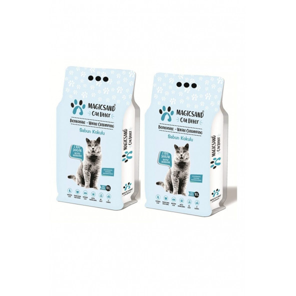 MAGİCSAND Marsilya Sabun Kokulu Kedi Kumu 10 Lt X 2 Adet KALIN TANELİ