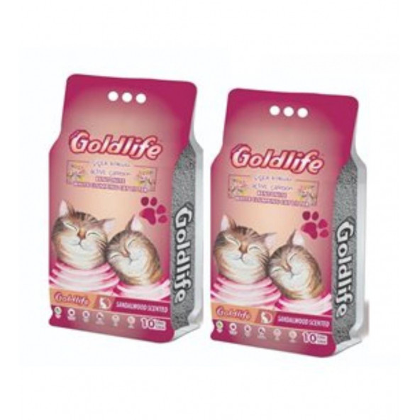 Goldlife Active Carbonlu Çiçek Kokulu Kedi Kumu 10lt. x 2adet