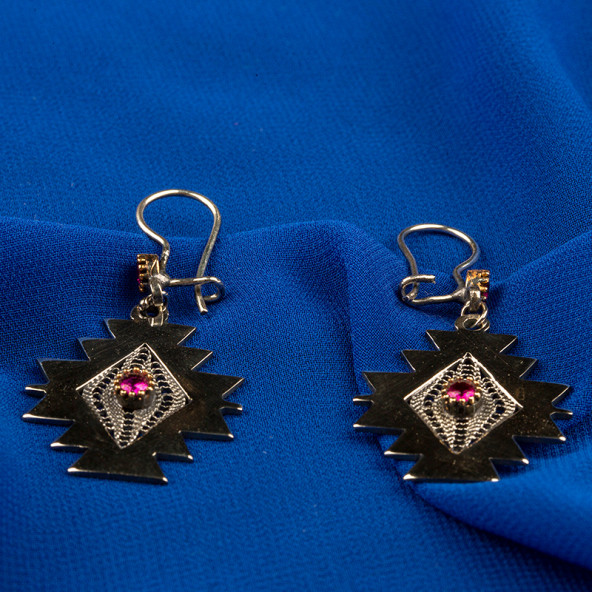 Pembe Taşlı Bukağı Küpe - 2