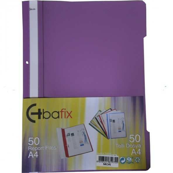 Bafix Telli Dosya Plastik XL Mor A4 ürün görseli
