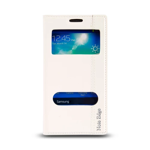 Samsung Galaxy Note EDGE (N915) Gizli Mıknatıslı Pencereli Magnum Kılıf Beyaz