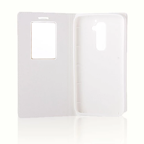 LG G2 D802 Dikişli Yan Kapaklı TPU Kılıf Beyaz - 2