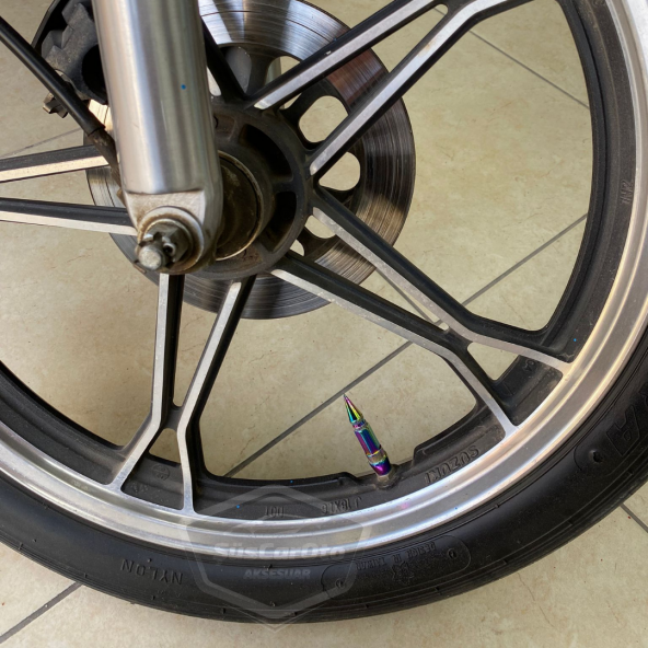 Sivri Sibop Kapağı Mermi Sibop Kapağı Araba Motosiklet Bisiklet Metal Bukalemun Renkli 4 lü Set - 10