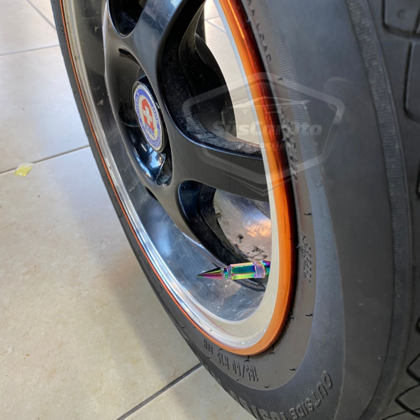 Sivri Sibop Kapağı Mermi Sibop Kapağı Araba Motosiklet Bisiklet Metal Bukalemun Renkli 4 lü Set - 3