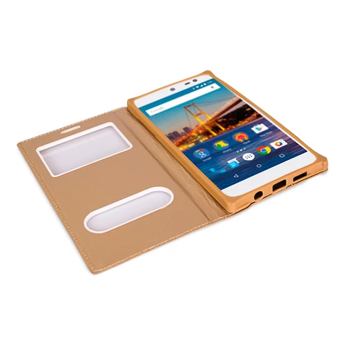 FitCase Dolce General Mobile One 4G Gizli Mıknatıslı Pencereli Kılıf Beyaz - 2