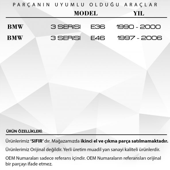 BMW 3 Serisi E36,E46 için Sunroof Halat Ucu - 2