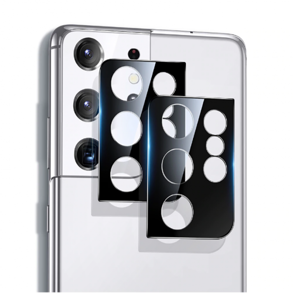 Samsung Galaxy S21 Ultra 3D Kamera Lens Koruyucu Temperli Cam Çerçeve