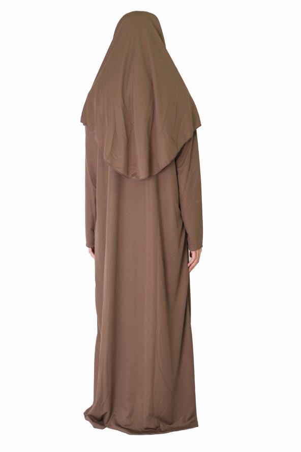 KOYU SÜTLÜ KAHVE FERMUARSIZ NAMAZ ELBİSESİ - 2