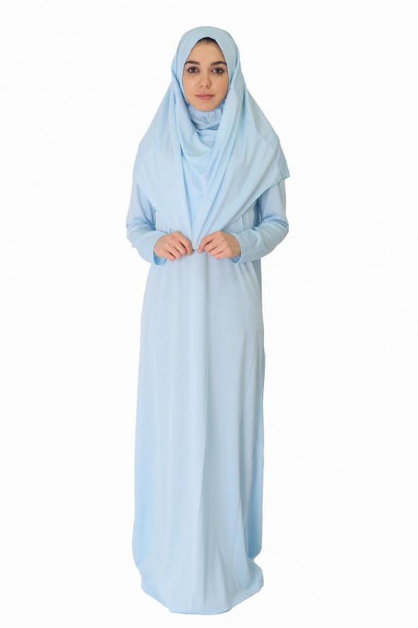 BUZ MAVİSİ FERMUARSIZ NAMAZ ELBİSESİ
