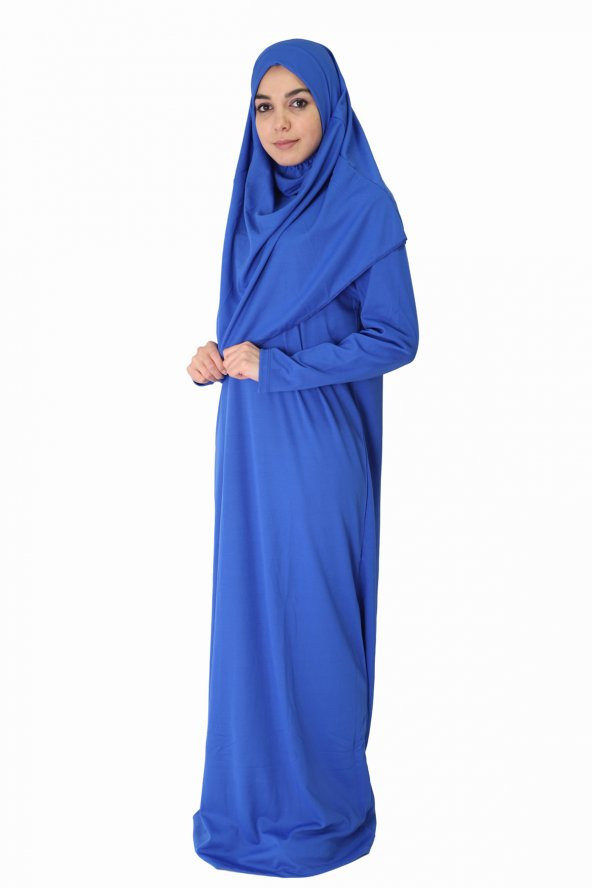 SAKS MAVİSİ FERMUARSIZ NAMAZ ELBİSESİ - 2