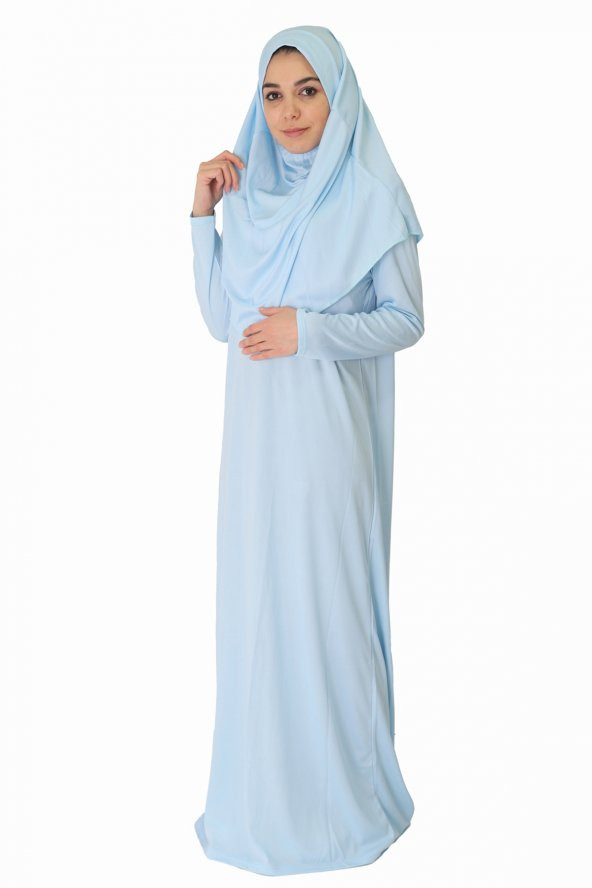 BUZ MAVİSİ FERMUARSIZ NAMAZ ELBİSESİ - 2