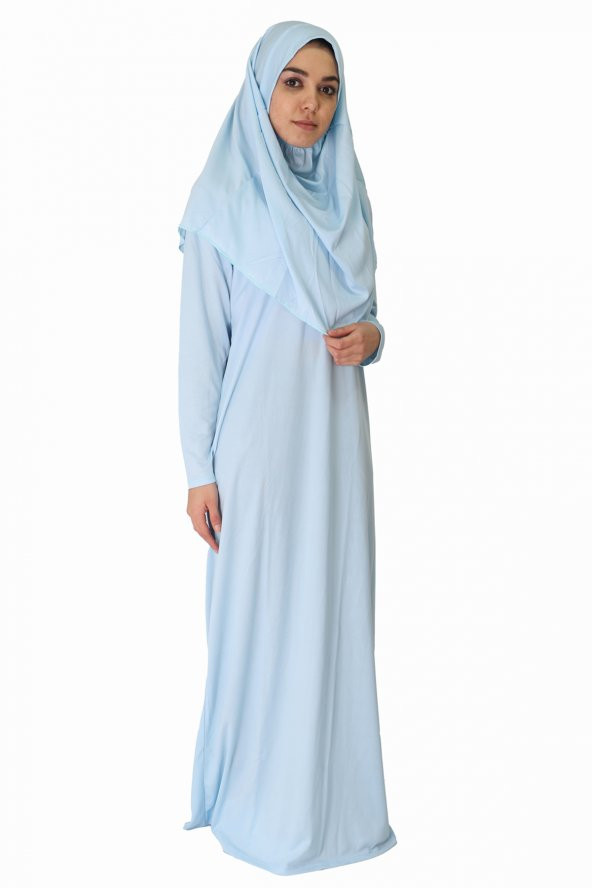 BUZ MAVİSİ FERMUARSIZ NAMAZ ELBİSESİ - 3