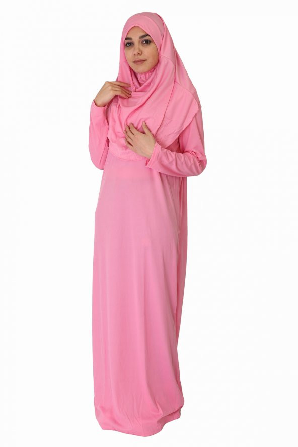 ŞEKER PEMBE FERMUARSIZ NAMAZ ELBİSESİ - 2