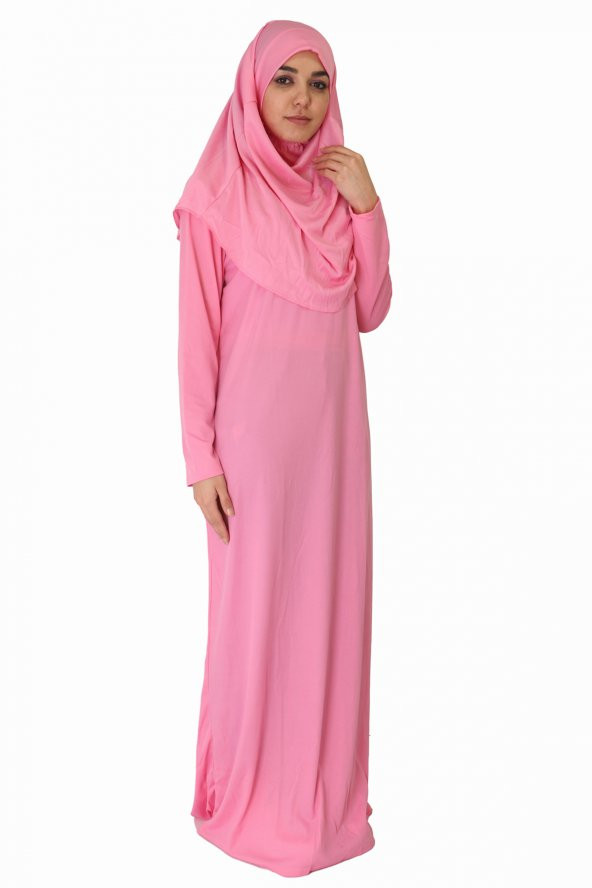 ŞEKER PEMBE FERMUARSIZ NAMAZ ELBİSESİ - 3