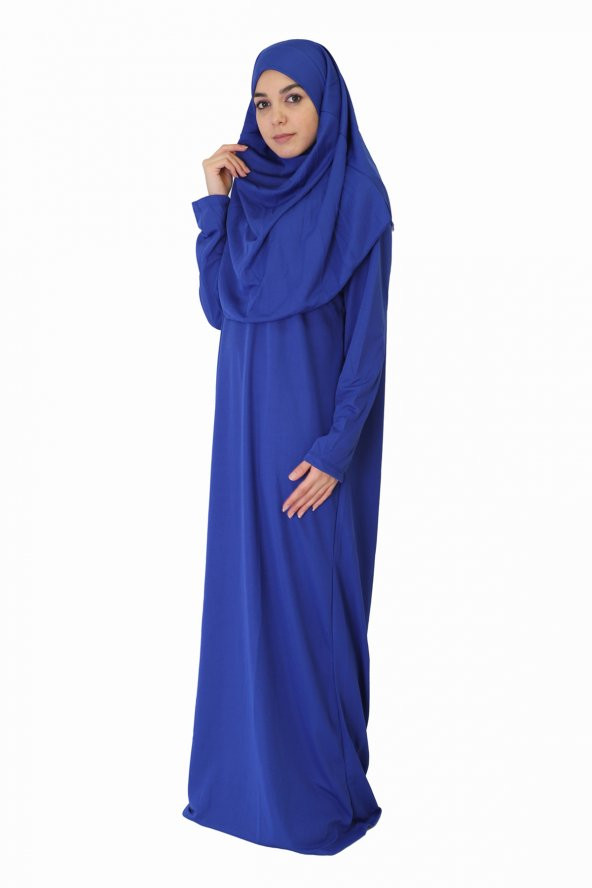 KOYU MAVİ FERMUARSIZ NAMAZ ELBİSESİ - 2
