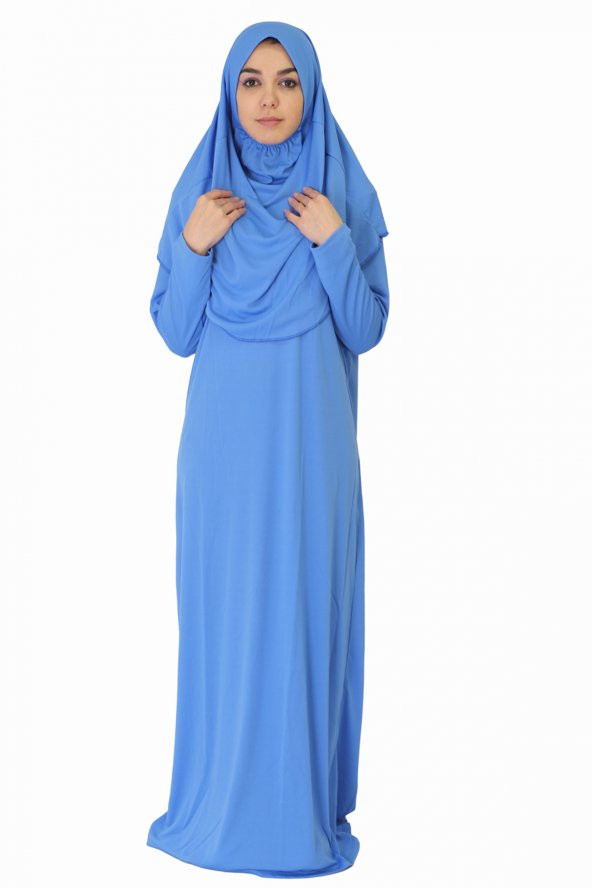 AÇIK GÖK MAVİSİ FERMUARSIZ NAMAZ ELBİSESİ