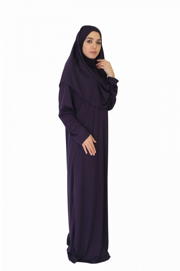 KOYU MENEKŞE MORU FERMUARSIZ NAMAZ ELBİSESİ - 3