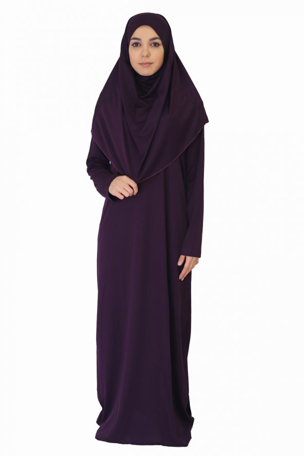 KOYU MOR FERMUARSIZ NAMAZ ELBİSESİ