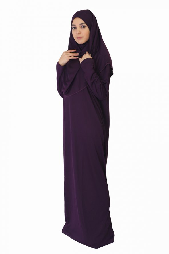 KOYU MOR FERMUARSIZ NAMAZ ELBİSESİ - 2
