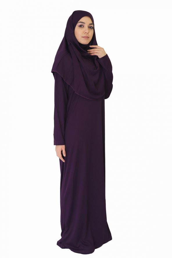 KOYU MOR FERMUARSIZ NAMAZ ELBİSESİ - 3