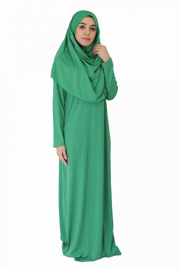 AÇIK YEŞİL FERMUARSIZ NAMAZ ELBİSESİ - 4