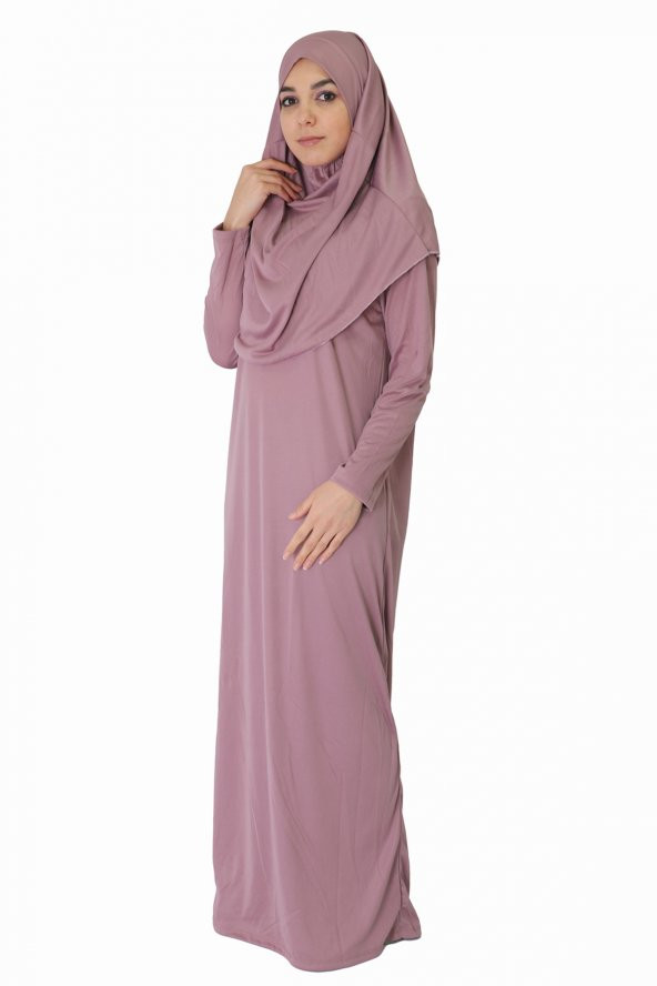 YENİ GÜL KURUSU FERMUARSIZ NAMAZ ELBİSESİ - 2