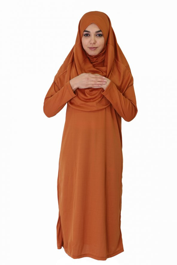 AÇIK KİREMİT FERMUARSIZ NAMAZ ELBİSESİ