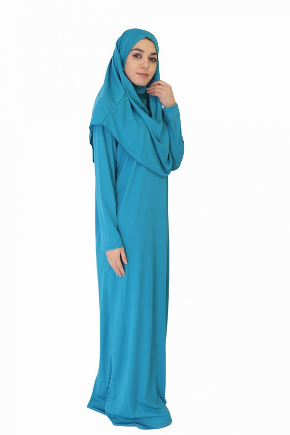 TURKUAZ FERMUARSIZ NAMAZ ELBİSESİ - 3