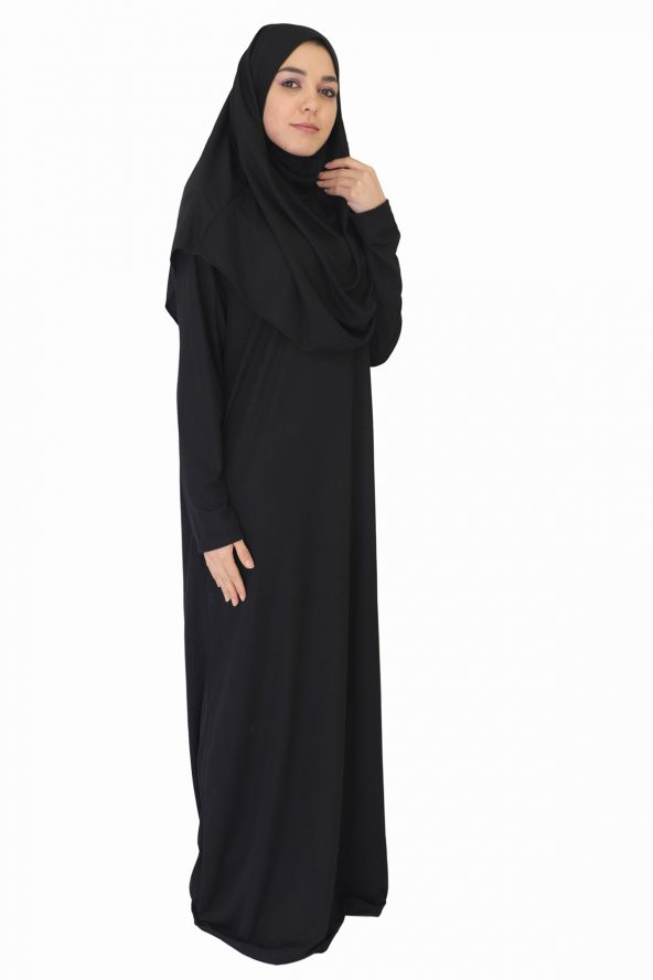 SİYAH FERMUARSIZ NAMAZ ELBİSESİ - 3