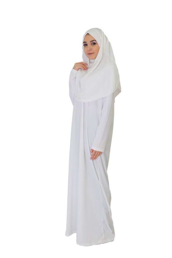 BEYAZ FERMUARSIZ NAMAZ ELBİSESİ - 2
