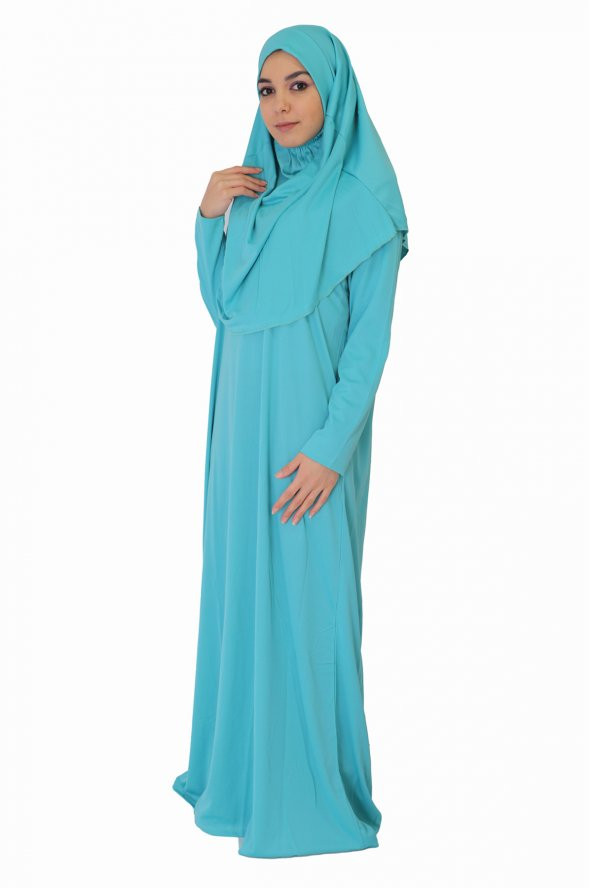 CAM GÖBEĞİ MAVİSİ FERMUARSIZ NAMAZ ELBİSESİ - 2