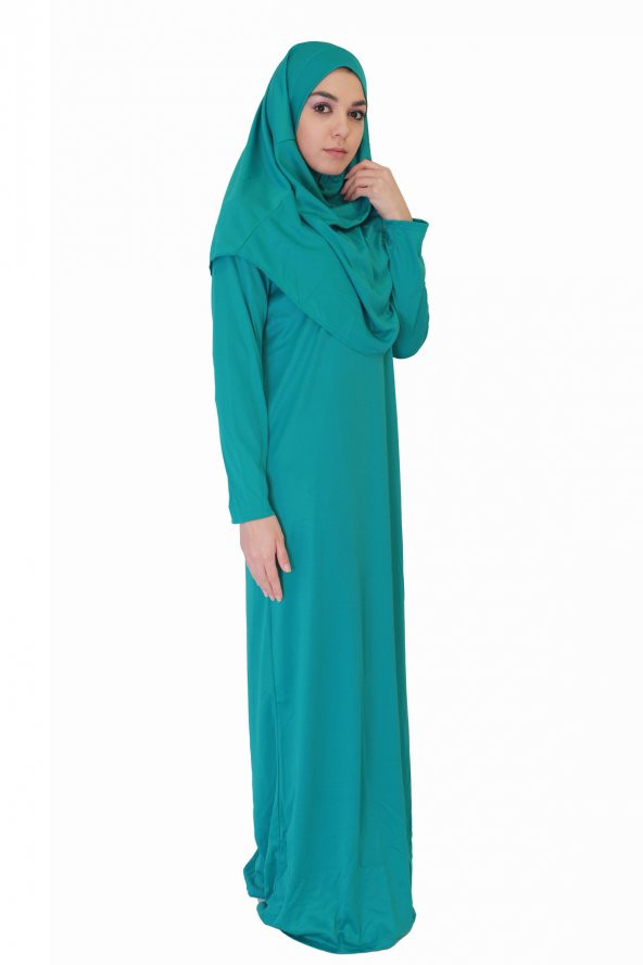 PETROL YEŞİLİ FERMUARSIZ NAMAZ ELBİSESİ - 2