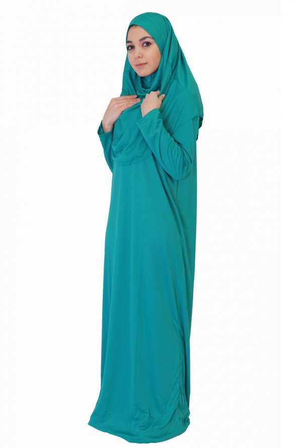 PETROL YEŞİLİ FERMUARSIZ NAMAZ ELBİSESİ - 3