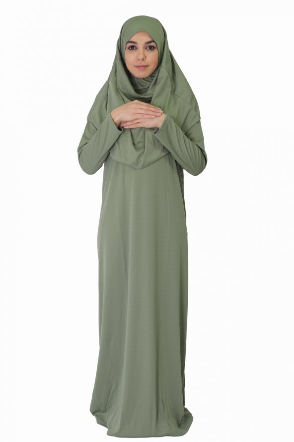 AÇIK HAKİ FERMUARSIZ NAMAZ ELBİSESİ ürün görseli 1