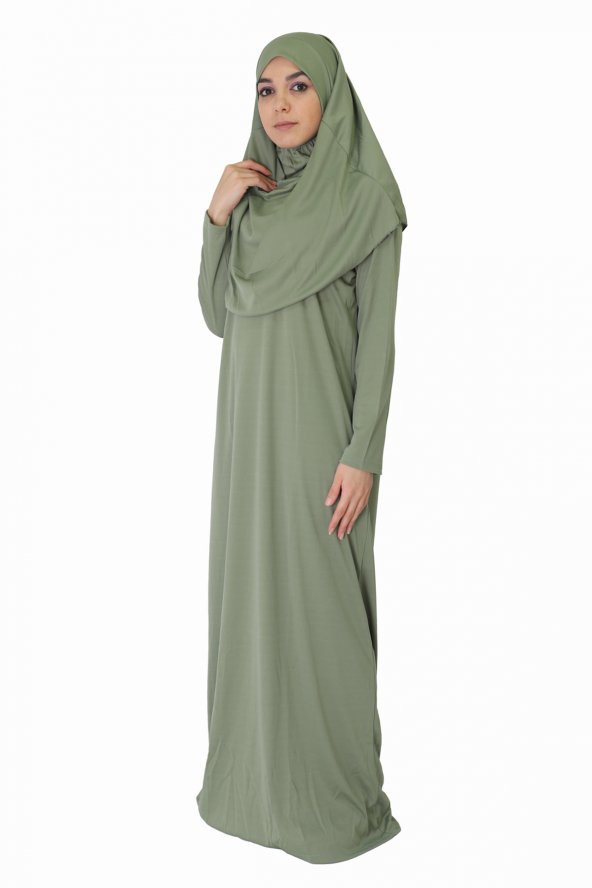 AÇIK HAKİ FERMUARSIZ NAMAZ ELBİSESİ - Resim 2