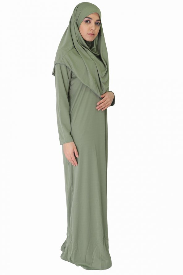 AÇIK HAKİ FERMUARSIZ NAMAZ ELBİSESİ - Resim 3