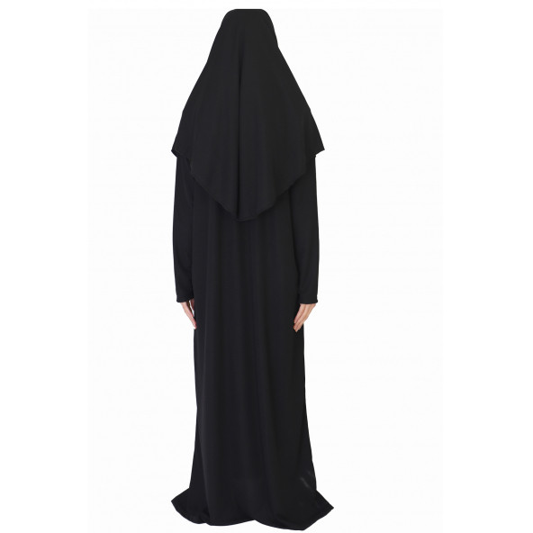 MEDİNE İPEĞİ SİYAH FERMUARLI NAMAZ ELBİSESİ - 4