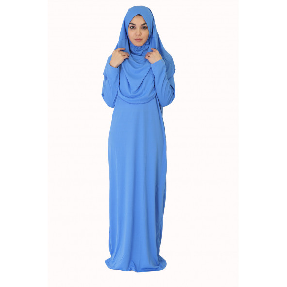 GÖK MAVİSİ FERMUARSIZ NAMAZ ELBİSESİ