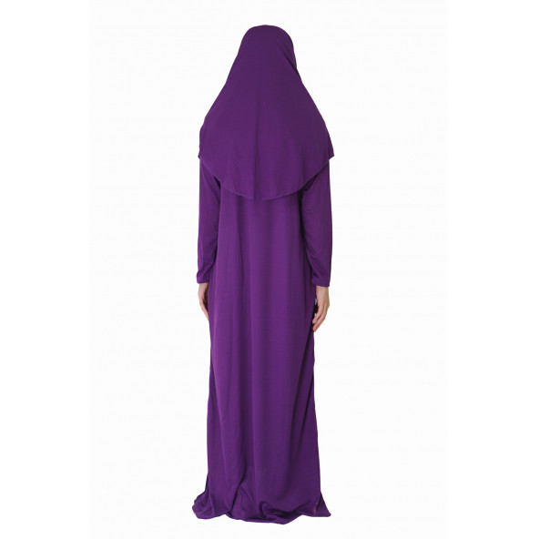 AÇIK MENEKŞE MORU FERMUARLI NAMAZ ELBİSESİ