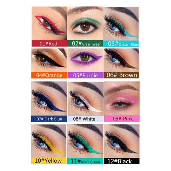 MST COSMETİC 12 Renk Pen Eyeliner Seti