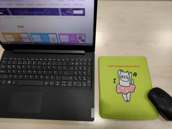 Prenses Kedi Desenli Bilek Destekli Dikdörtgen Mousepad - 2