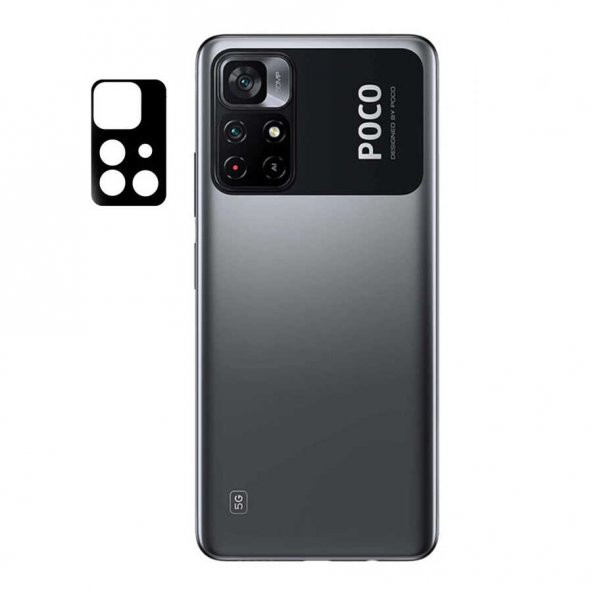 Xiaomi Poco M4 Pro 5G 3D Kamera Lens Koruyucu Temperli Cam Çerçeve