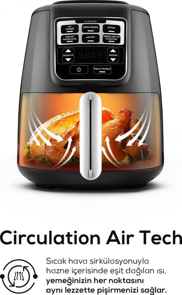 Karaca Air Pro Cook Xl 2 In 1 Konuşan Airfryer Black Chrome - 3
