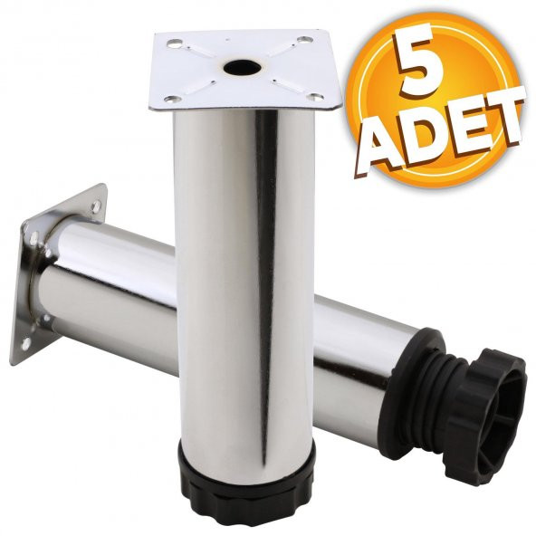 Ayarlanabilir Mobilya Kanepe Baza Koltuk Metal Destek Yükseltici Ayağı 15 Cm Krom Ayakları (5 ADET)